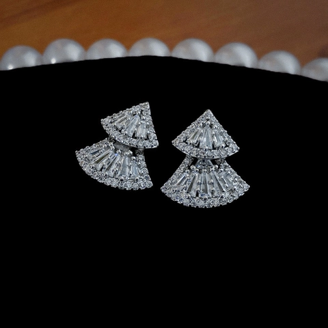 Fächerförmige Geometrische Ohrstecker Kupfer Mit Zirkonia Und 925 Sterling Silber Ohrstecker Für Frauen