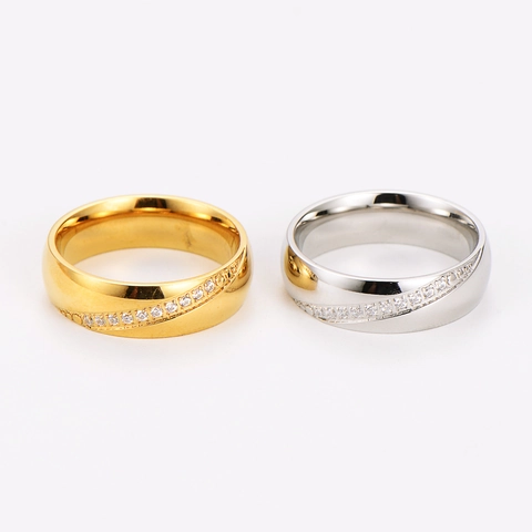 Anillo De Acero Inoxidable De Banda Ancha Con Circonita Cúbica Patrón De Ondas Geométricas Retro Minimalista Elegante