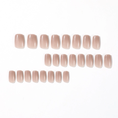 Unghie A Pressione Nude Perla Artificialte Luccichio Glitter Fini Lucide Quadrate Arrotondate Unghie Finte Artificiali Per Donna