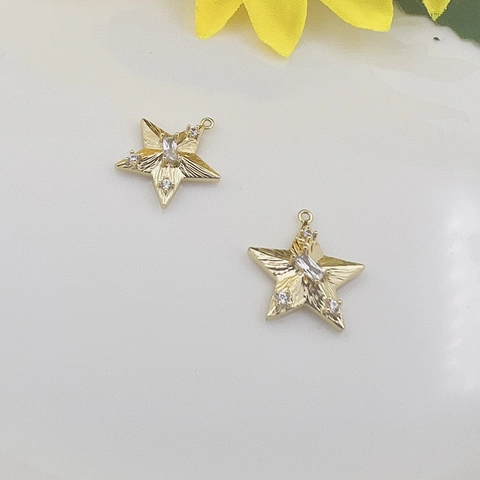 Colgantes Estrella Triángulo Charms Cobre Bañado En Oro 18K Con Circón Para Fabricación De Joyas Bricolage Accesorios