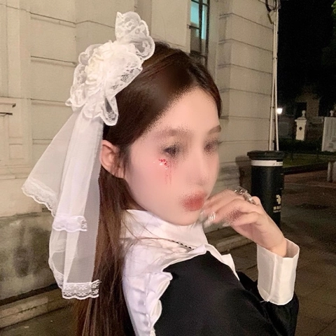 Haarspange Mit Spitzenblume Und Netzschleier Halloween Cosplay Lolita Gothic Elegante Haarnadel Für Damen