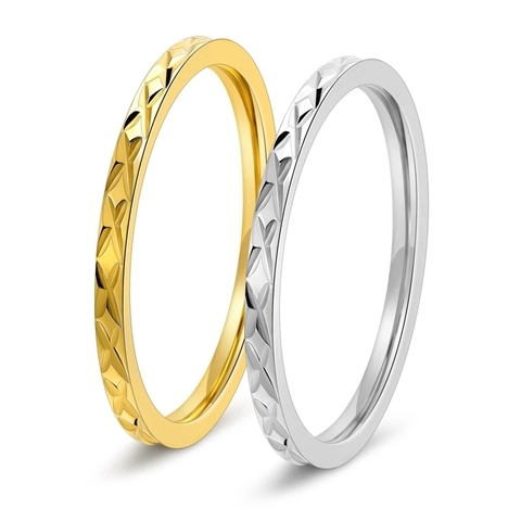 Luxury High End Stainless Steel Rings For Women Gold Silver Rose Gold Plated Rhombus Clover Texture Finger Ring Fashion Jewelry Gift