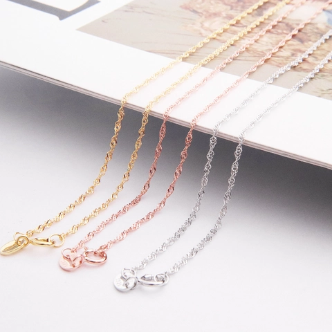 Collar de Cadena de Ondas de Agua de Plata de Ley 925 para Mujer Moda Minimalista Sello S925 Cadena de Eslabones Joyería Regalo