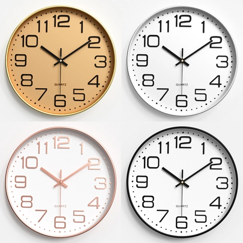 Orologio Da Parete Silenzioso Moderno Minimalista Rotondo Quarzo Analogico Per Soggiorno Camera Ufficio Decorazioni Casa Plastica Vetro