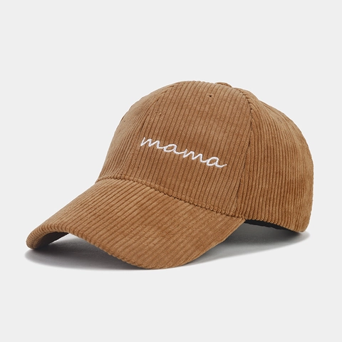 Casquette De Baseball En Velours Côtelé Pour Femmes Avec Broderie Mama Boucle Réglable Visière Courbée