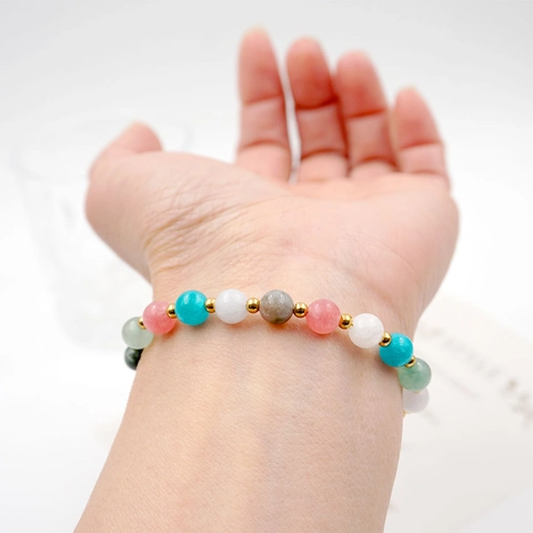 Verstellbares Süßwasserperlen Jaspis Armband Titanstahl Goldperle Minimalistisch Barock Elegant Schmuck Damen