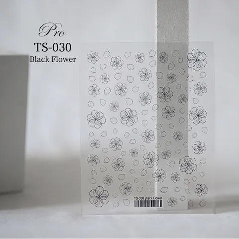 5D Nail Art Stickers Thin Adhesive Black Floral Shadow Flower Petal Line Art Manicure DIY Decoration Minimalist