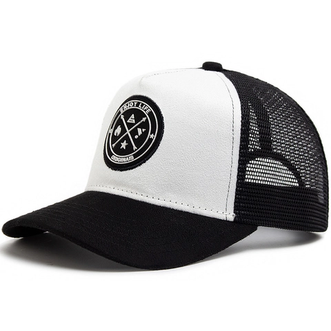 Berretto da Baseball in Camoscio e Rete Unisex Traspirante Protezione Solare Trucker Hat Con Patch Rotonda Regolabile Outdoor Sport