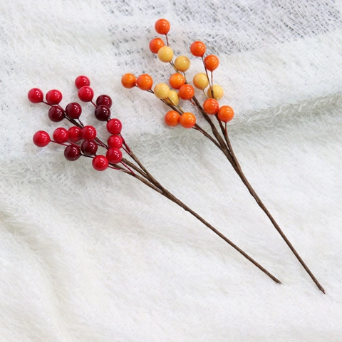 Künstliche Stechpalmenbeeren Stiele Schaumstoff Realistisch Bunt Weihnachten Halloween Vasen Dekoration