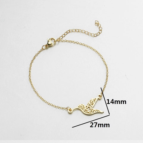 Bracelet Pendentif Colibri En Acier Inoxydable Pour Femmes Oiseau Creux Design Découpé Réglable Bijoux De Mode