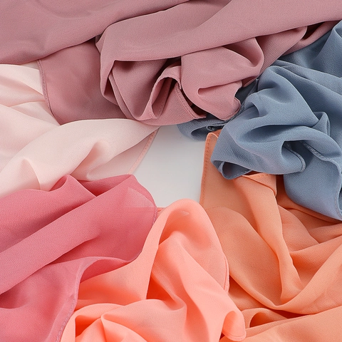 Women Plain Polyester Chiffon Hijab Scarf Long Shawl Solid Color Muslim Headscarf For Daily Wear Lightweight Breathable