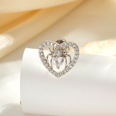 Gotische Herz Spinne Knorpel Ohrstecker Titanstahl Kupfer Zirkonia Y2K Piercing Schmuck Für Damen Herren Unisex