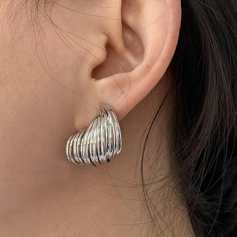 Orecchini A Lobo Torsione Irregolare Con 925 Sterling Silver Earring Post Spirale Coste Gioielli In Rame Da Donna