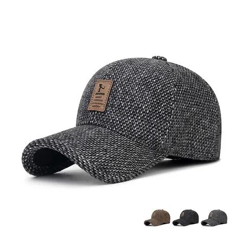Men Winter Warm Baseball Cap Knitted Cotton Fleece Ear Protection Earflaps Windproof Outdoor Casual Adjustable Hat