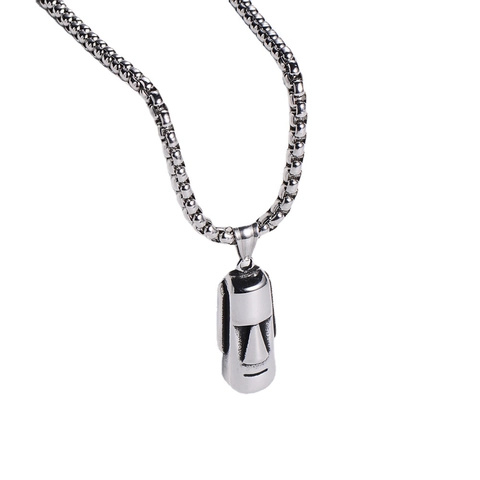Collar Con Colgante De Estatua De Cabeza Moai Acero Inoxidable 304 Joyería De Cara De Isla De Pascua Retro