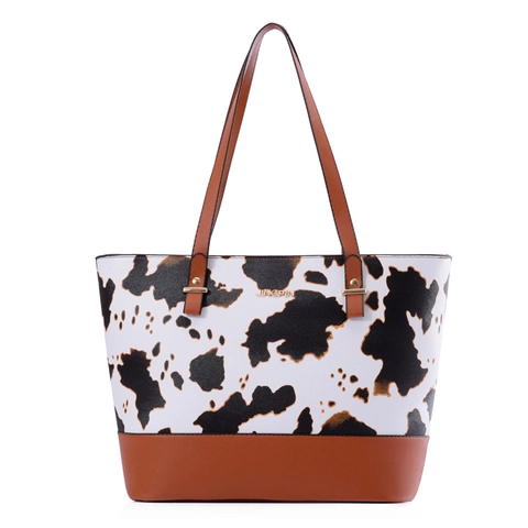 Stampa Mucca Pelle PU Borsa Tote Borsa Tracolla Portafoglio Porta Carte Moda Strada Tendenza Vintage Donne