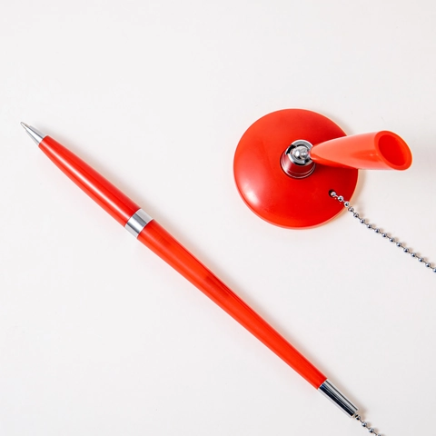 Stylo Bille De Bureau Avec Base Adhésive Chaîne Métallique Sécurité Stylo Fixe Pour Banque Bureau Affaires