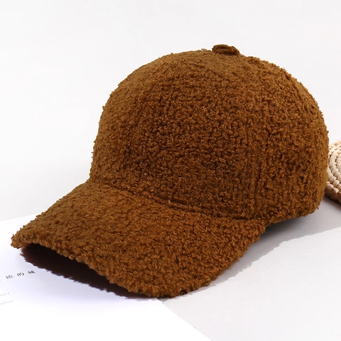 Solid Color Lamb Velvet Baseball Cap For Women Men Winter Warm Thick Plush Teddy Fleece Adjustable Outdoor Fashion Hat