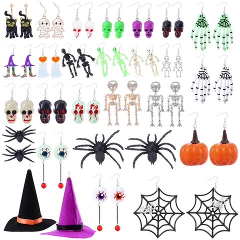 Σκουλαρίκια Halloween Γοτθικά Αράχνη Σκελετός Μάτι Κολοκύθα Φάντασμα Ρητίνη Κράμα Κοσμήματα Διακόσμηση Πάρτι