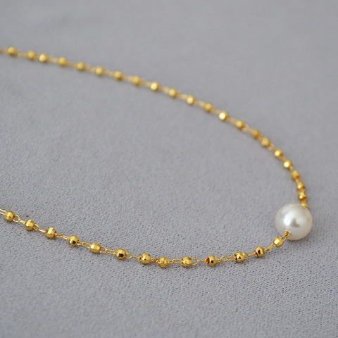 Minimalistische Messing Gold Plattierte Künstliche Perle Halskette Elegante Lasergeschnittene Perlenkette Für Damen Party Schmuck