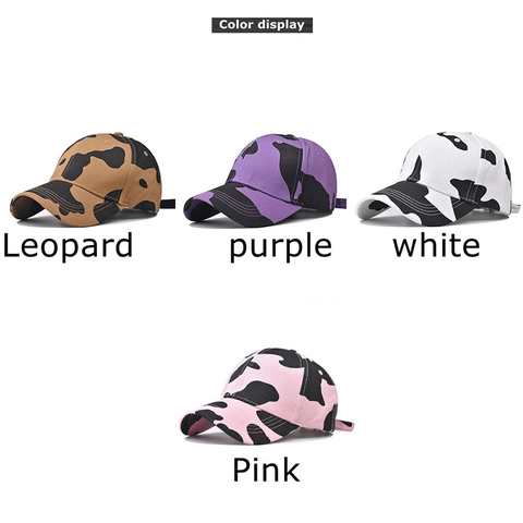 Cappello Da Baseball In Cotone Con Stampa Muccata Regolabile Cappello Da Sole All'aperto Traspirante Stile Animale
