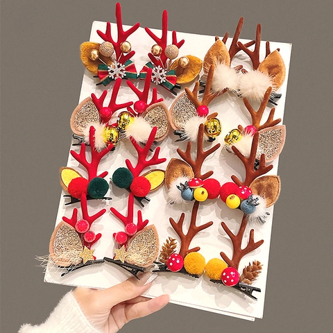 Weihnachts Geweih Haarspangen Rentier Horn Haarnadeln Mit Zapfen Beeren Plüsch Ohren Für Festliche Party Haarschmuck Dekoration
