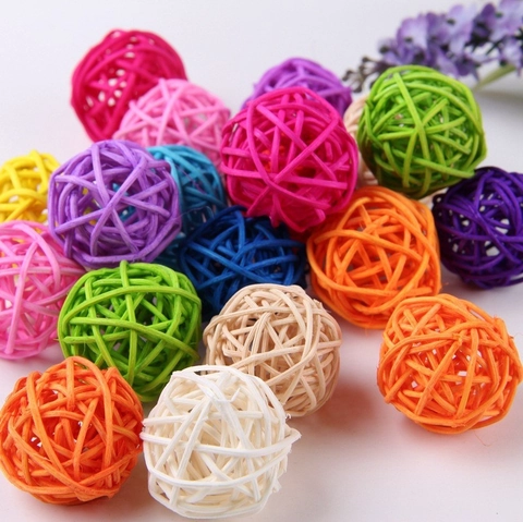 Boules En Rotin Colorées Osier Naturel Sphères Décoratives Pour Maison Mariage Fête Décoration Jouets Oiseaux Faits Main