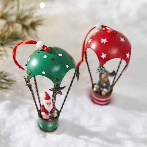 Christmas Iron Metal Hanging Ornaments Santa Claus Reindeer Snowman Airplane Mailbox Parachute Xmas Tree Decor Festival