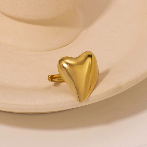 Herz Offener Ring Edelstahl Verstellbar Glatt Poliert Minimalistischer Modeschmuck Für Frauen Mädchen Hypoallergen