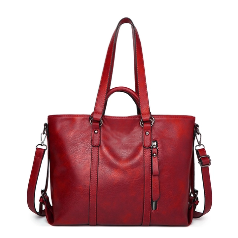 Large Capacity PU Leather Tote Bag With Detachable Shoulder Strap Vertical Zipper Pocket Elegant Fashion Women Handbag