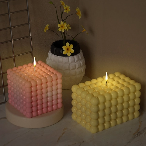 Stampo Per Candele A Cubo Di Bolle 3D Silicone DIY Fatto A Mano Cera Profumata Gesso Ornamento Strumento Di Fusione