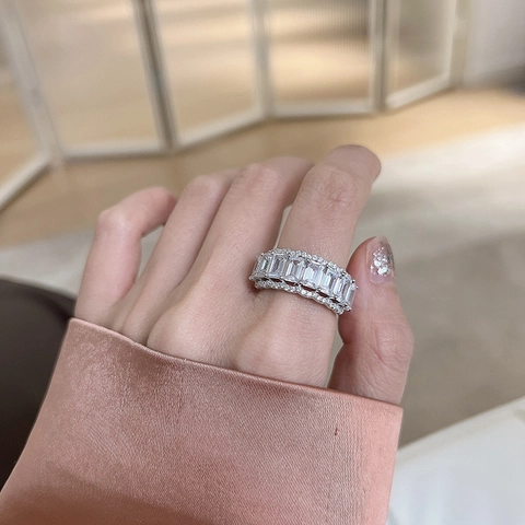 Vintage Zirconia Adjustable Open Ring Copper Real Gold Plated Light Luxury Fashion Jewelry Women Accessory