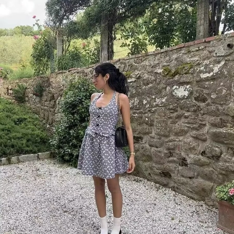 Gingham Halter Neck Mini Dress Backless Floral Embroidery Bow Ruffle Retro Summer Sundress For Women