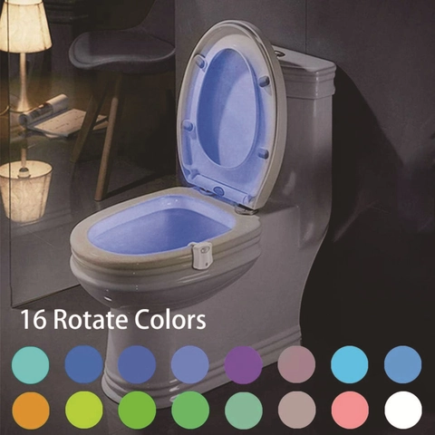 Motion Sensor LED Toilet Night Light RGB Color Changing Bathroom Lighting Accessory Battery Powered Universal Fit