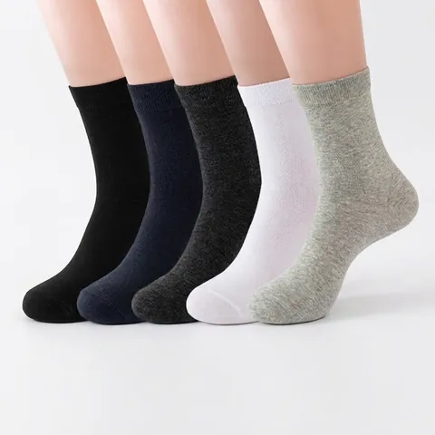 Herren Casual Baumwolle Crew Socken Einfarbig Atmungsaktiv Schweißabsorbierend Mittlere Wade Sport Gerippt Alltag Stil Socken