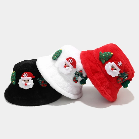 Chapeau Bob En Peluche De Noël Fausse Fourrure De Lapin Père Noël Décorations D'arbre Hiver Chaud Coupe-vent Femmes