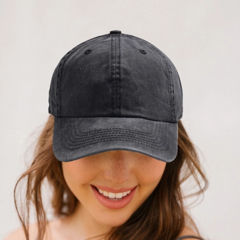 Washed Cotton Baseball Cap Distressed Dad Hat Solid Color Vintage Outdoor Sports Sun Protection Unisex Adjustable