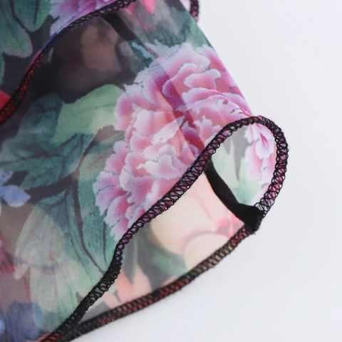 Florales Schulterfreies Crop Top Lagiges Organza Volant Durchsichtig Mini Bluse Damen Süß Elegant