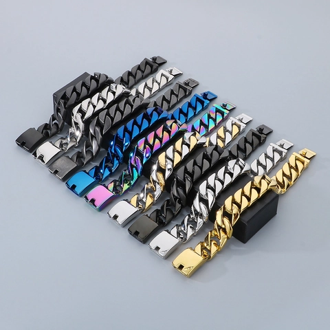 Collana E Bracciale Da Uomo Catena Cubana Acciaio Inossidabile Titanio Pesante Gioielli Streetwear Hip Hop Punk