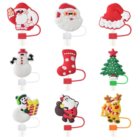 Copertura Per Cannuccia Di Natale Tappo Antipolvere In Silicone Punta Riutilizzabile Per Decorazione Di Feste