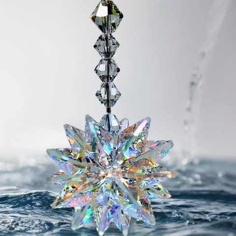Attrape-Soleil En Cristal Flocon De Neige Pendentif Créateur D'Arc-En-Ciel Verre Facetté Décoration Suspendue Fenêtre Jardin