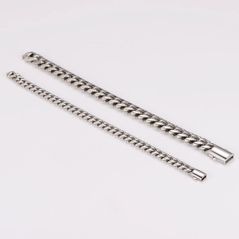 Pulsera De Cadena Cubana De Acero Inoxidable 304 Pulido Para Hombres Estilo Punk Hip Hop Joyería Color Plata