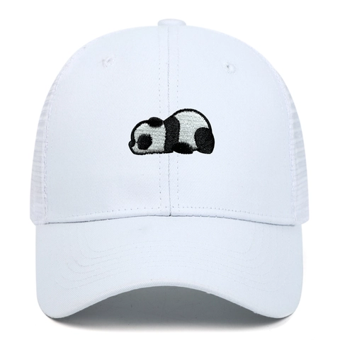 Berretto da Baseball in Rete Ricamo Panda Uomo Donna Cappello Trucker Traspirante Regolabile Parasole Cotone Sport Snapback