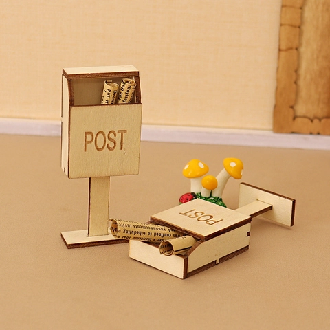 Miniatur Holz Briefkasten Puppenhaus Dekoration Mikro Landschaft Postfach Ornament DIY Zubehör Weihnachten Handgemacht Modell