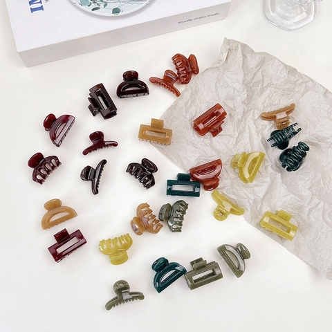 Mini Fermagli Per Capelli Texture Jelly Piccoli Mollette In Acrilico Geometrici Rettangolo Semicerchio Accessori Capelli Donne Ragazze