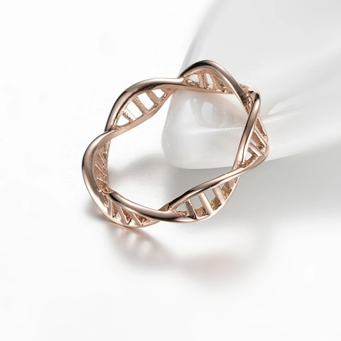 Anillo Doble Hélice ADN Acero Inoxidable Pulido Geométrico Ciencia Joyería Moda Accesorio Mujer