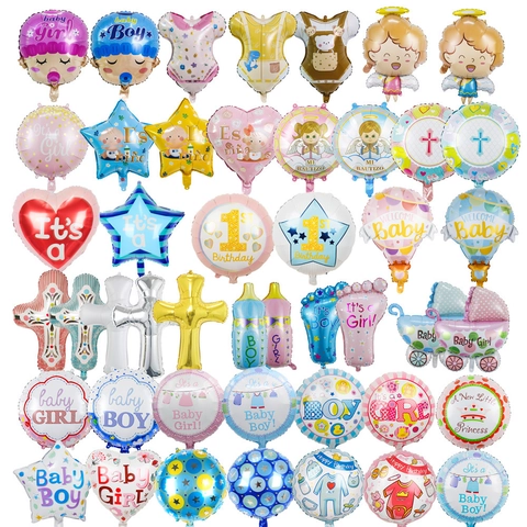 Foil Baby Balloons Cartoon Gender Reveal Birthday Party Decoration Aluminum Film Baptism Supplies