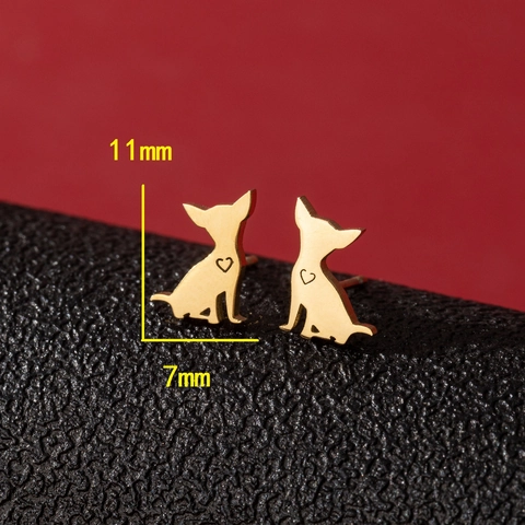 Cute Pet Dog Stud Earrings 304 Stainless Steel Cartoon Animal Heart Cutout Earrings For Pet Lovers Women Men Jewelry