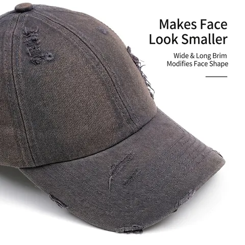 Casquette De Baseball En Denim Lavé Coton Distressed Ripped Ajustable Chapeau De Soleil Style Vintage Unisexe