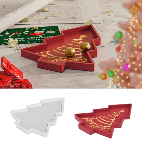 Weihnachtsbaum Silikonform DIY Harz Epoxid Tablett Gießform Festliche Tischdeko